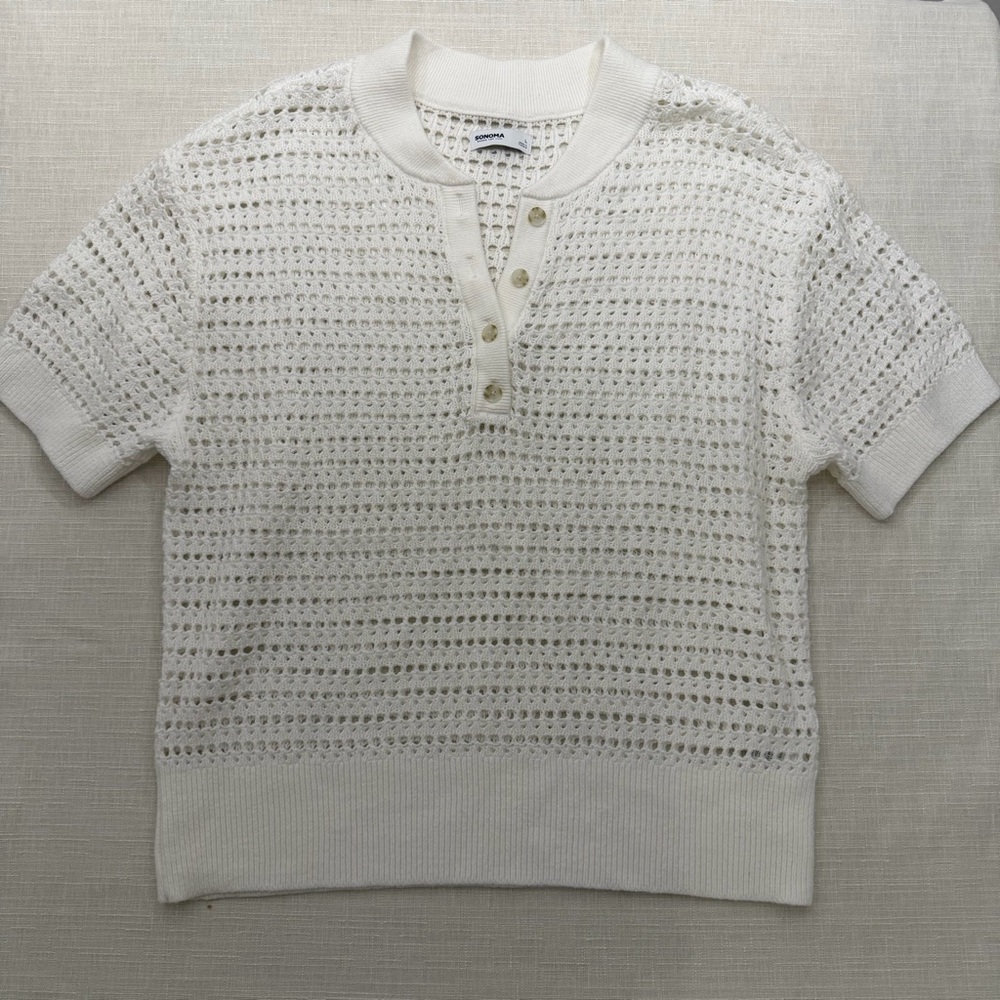 🌿 Sonoma White Crochet Boho Top | Size L